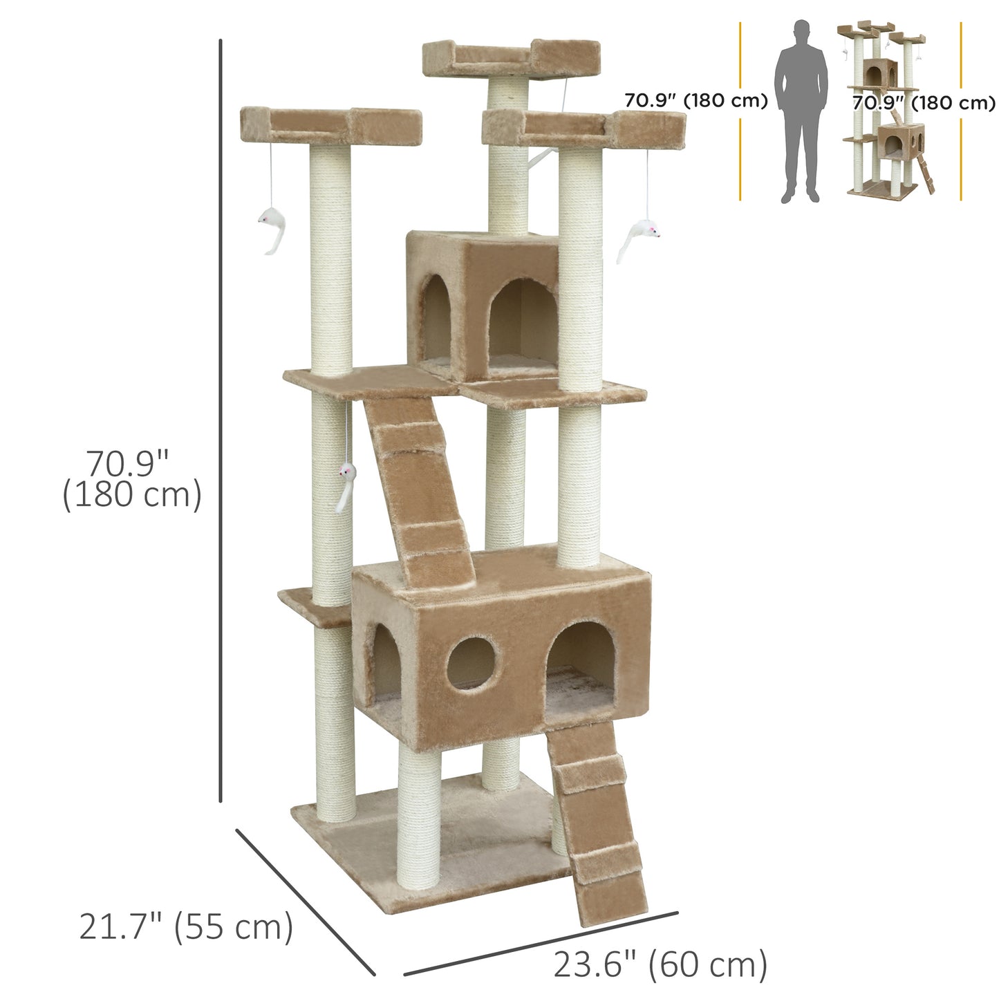 Scratching Cat Tower House with Scratch Post and Condo