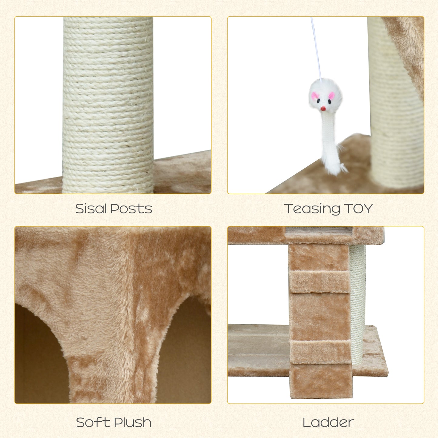 Scratching Cat Tower House with Scratch Post and Condo