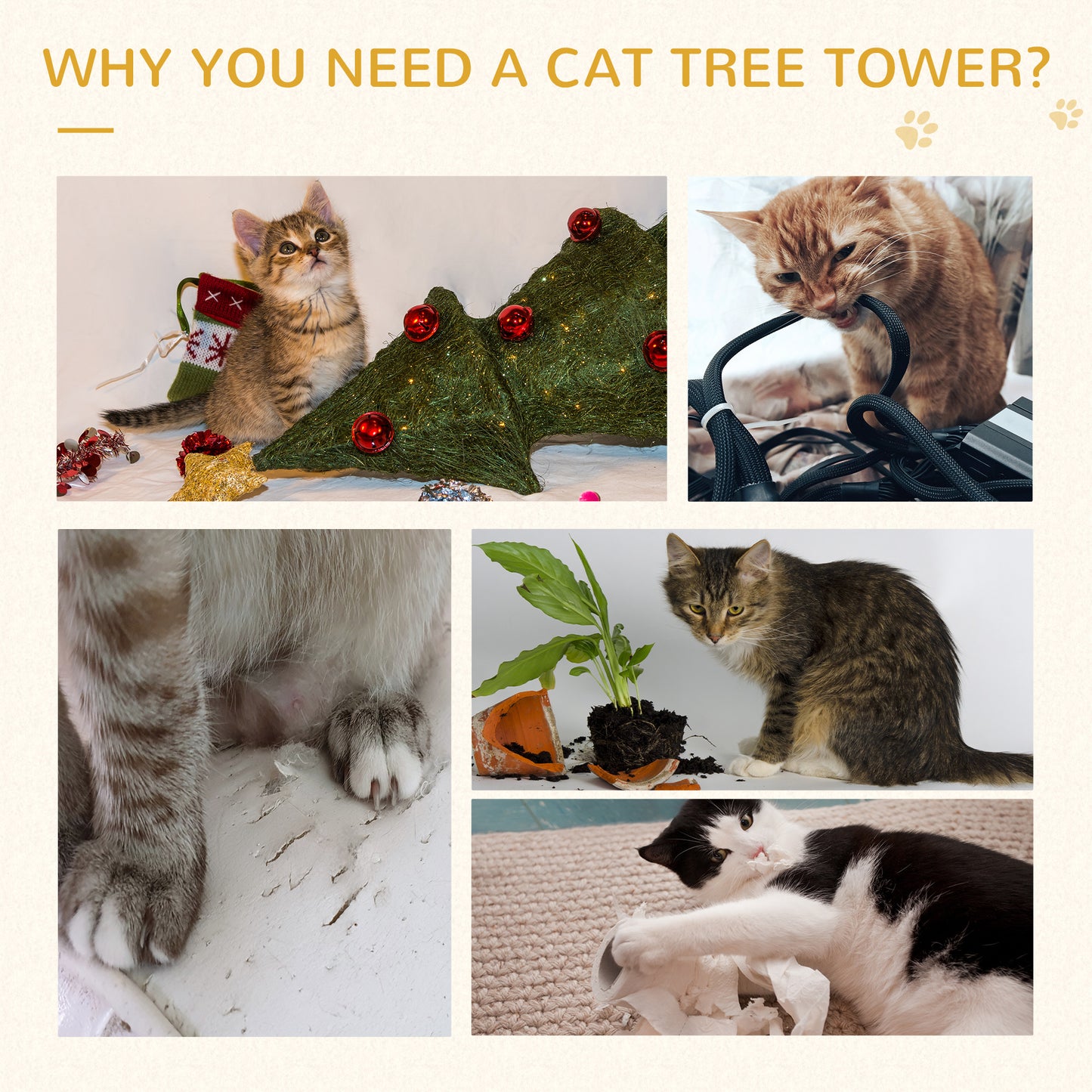 Scratching Cat Tower House with Scratch Post and Condo