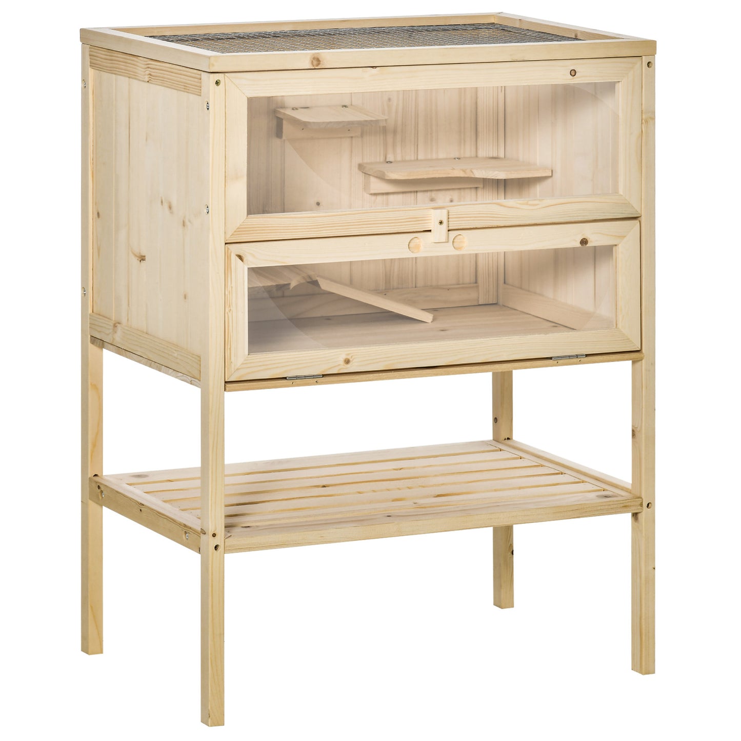 Fir Wood 3-Tier Hamster Cage Exercise Play House