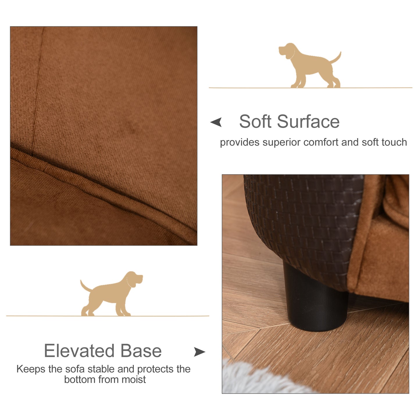 Rattan Style Pet Bed: Warm Cozy Chair with Removable Washable Cushion for Small Dog & Cat Relaxation