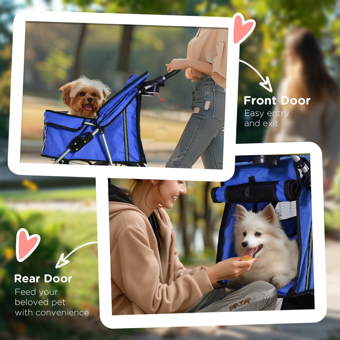 Four Wheel Dog Pet Stroller Carrier Folding Sunshade Canopy with Brake
