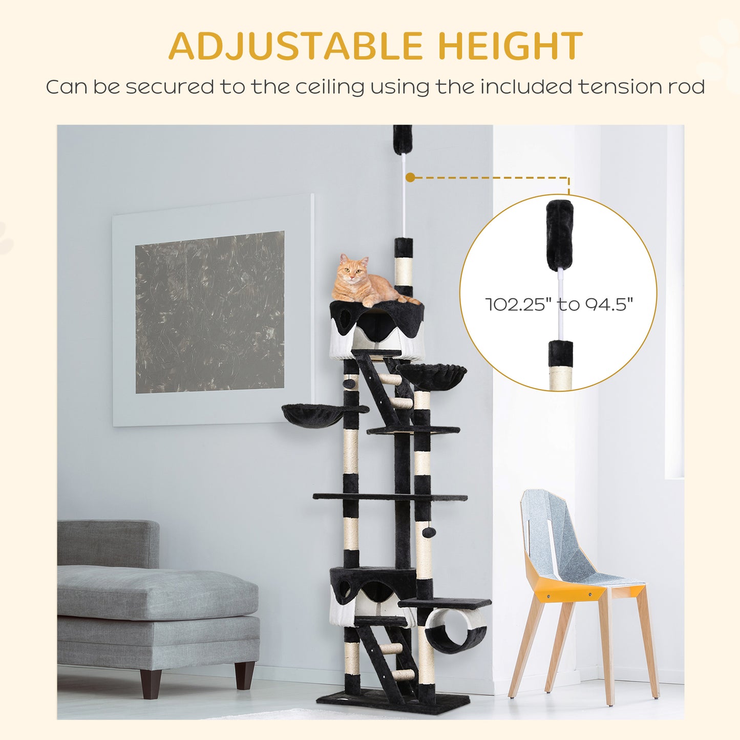 Huge Floor-to-Ceiling Multi-Level Cat Tree Activity Center