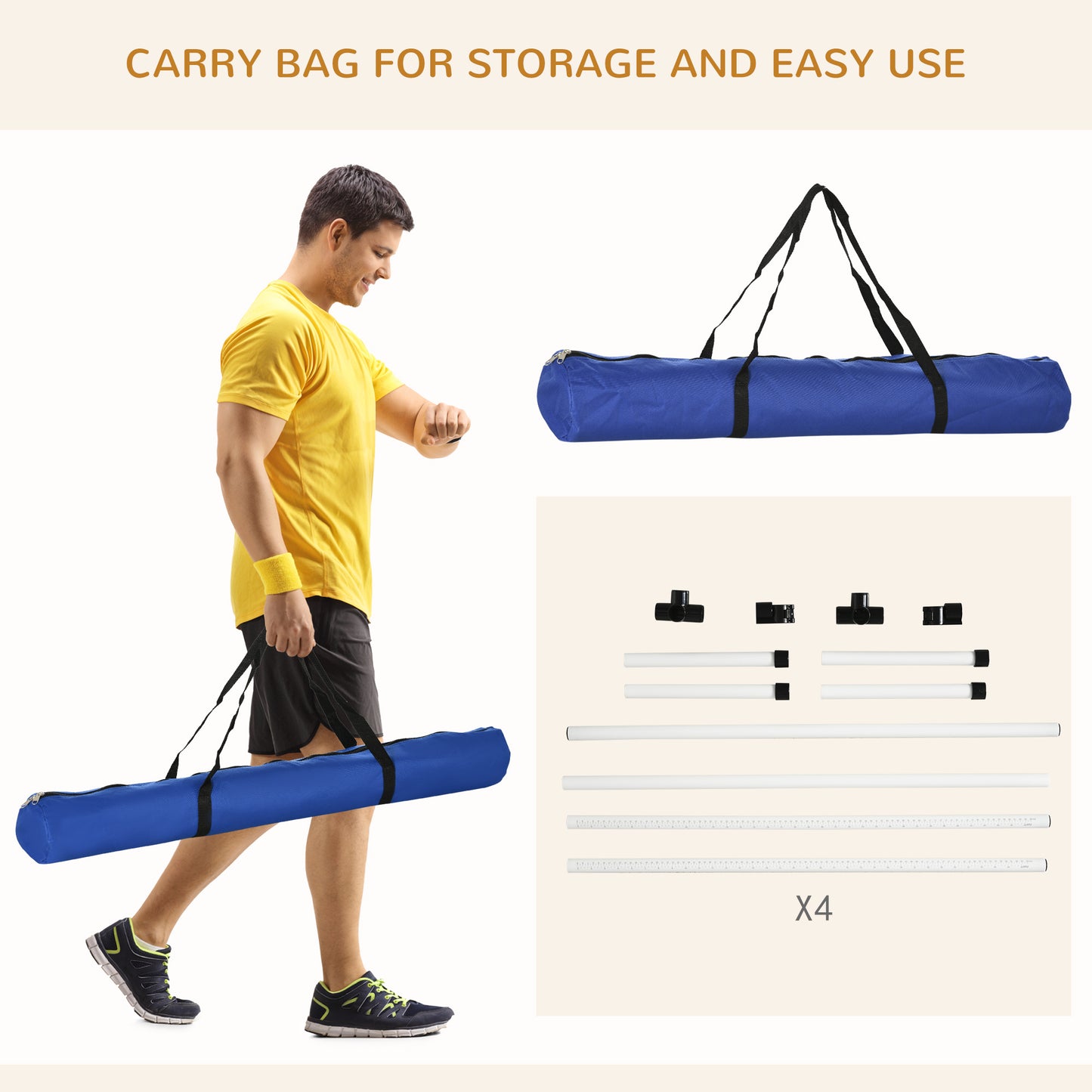 Dog Agility Training Set 4-Piece Adjustable Jump Bar Exercise Kit with Carry Bag