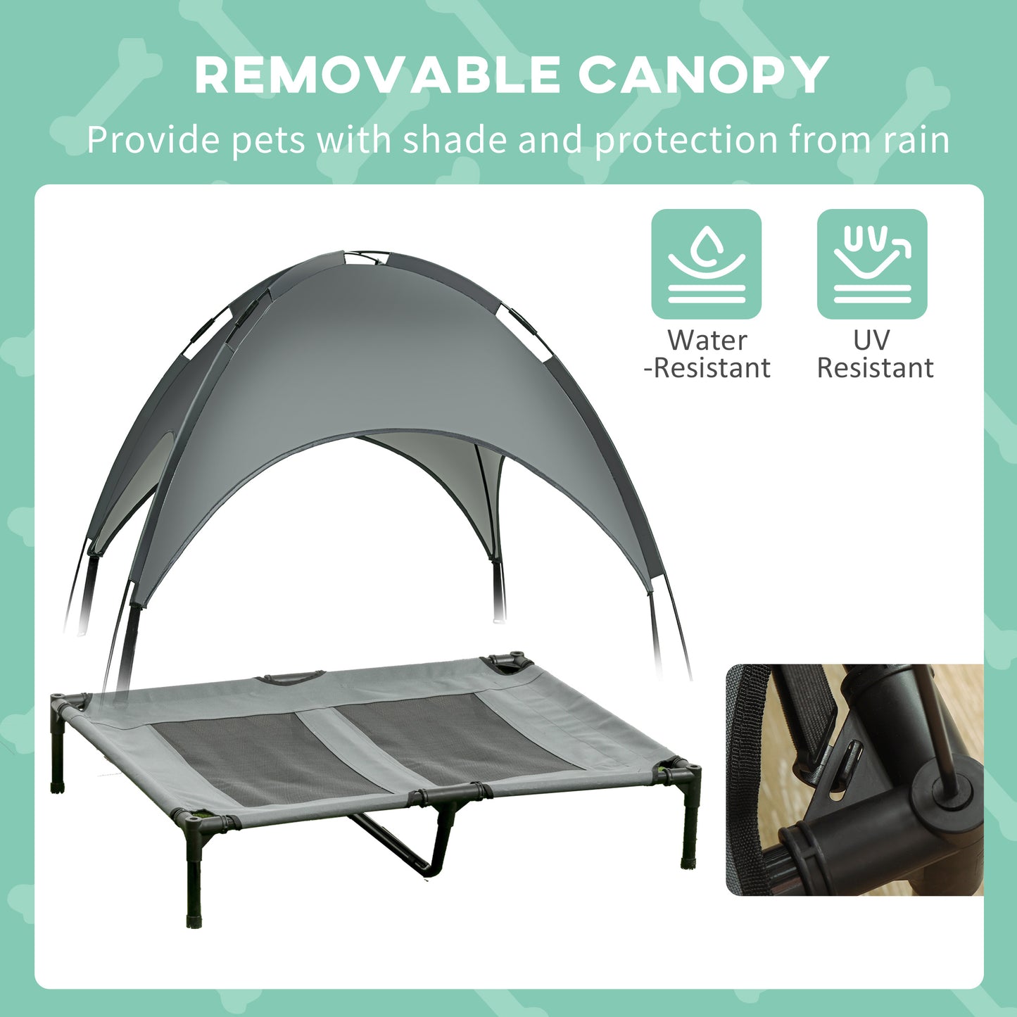 Foldable Elevated Pet Cot with Canopy