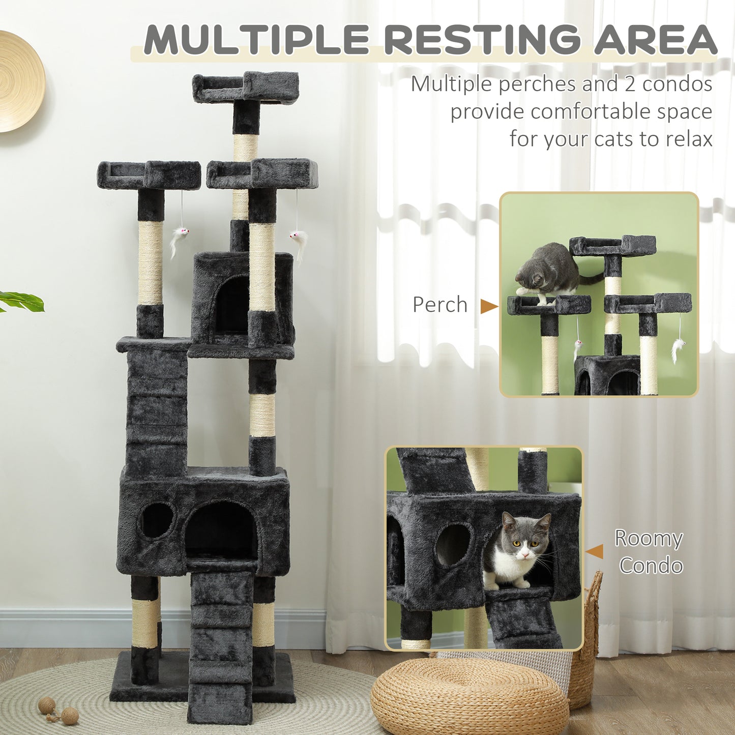 Kitty Scratching Post Activity Center Condo with Toy