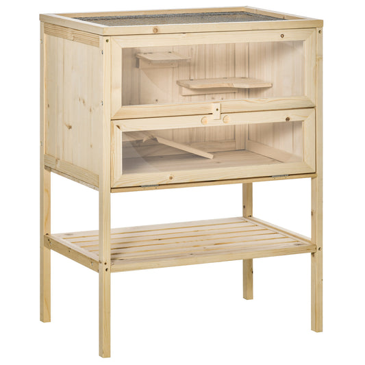 Fir Wood 3-Tier Hamster Cage Exercise Play House