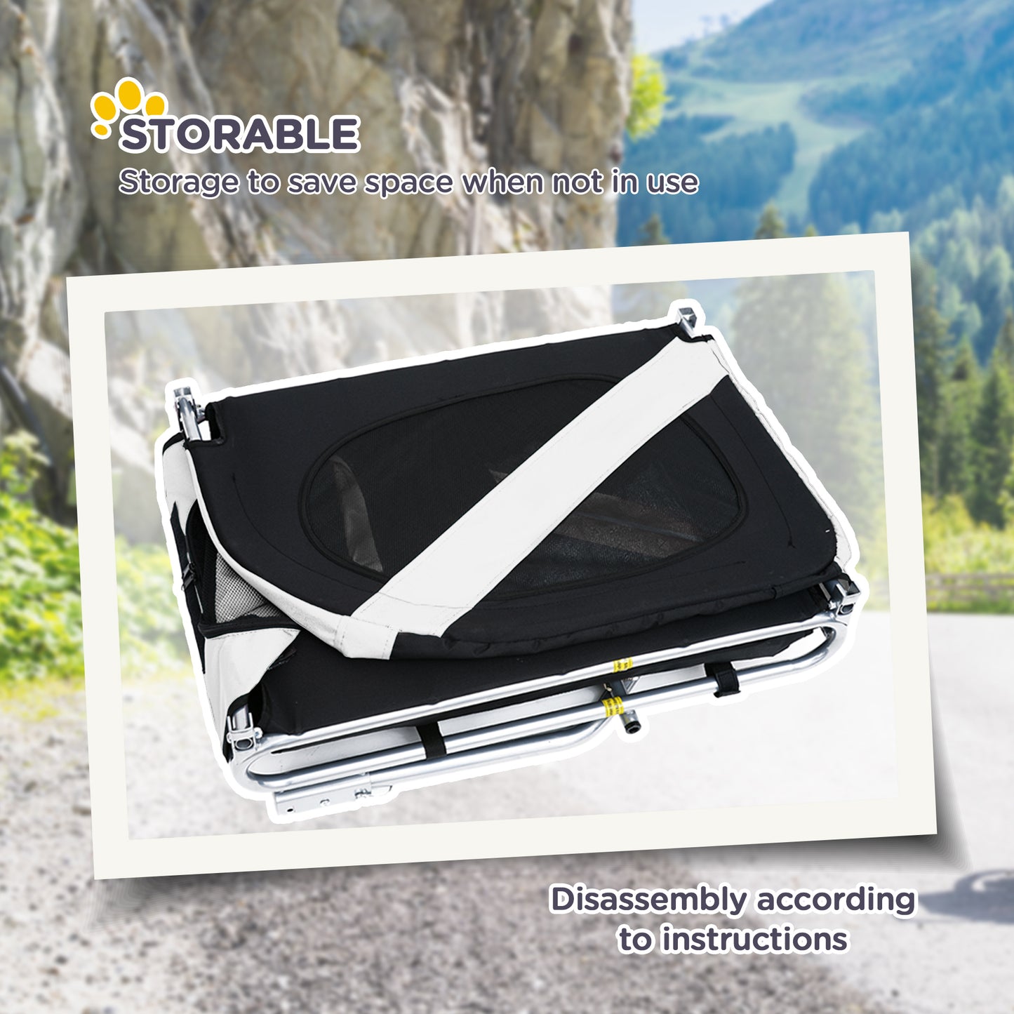 Foldable Dog Bike Trailer Pet Cart Wagon Safety Anchor Black