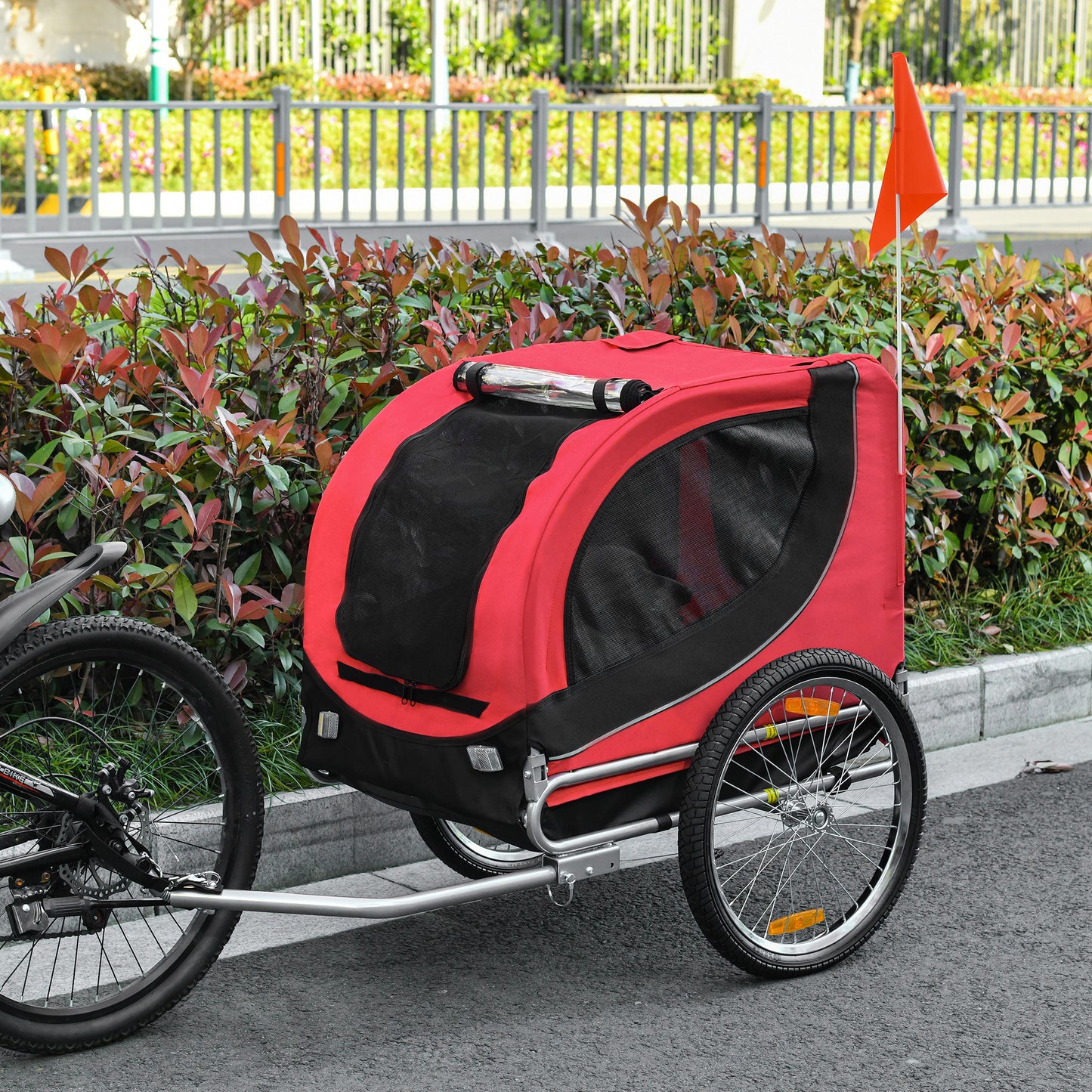 Foldable Dog Bike Trailer Pet Cart Wagon Safety Anchor Black