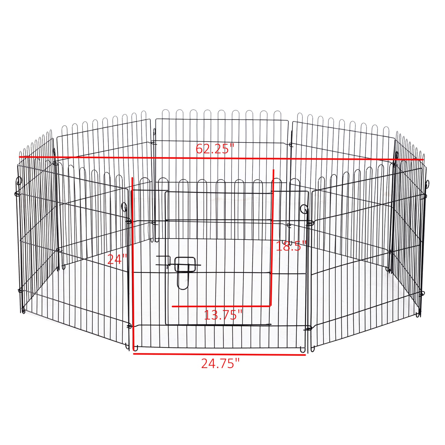 Dog Playpen: 24"" 8-Panel, Octagon Shape, Foldable, Puppy Kennel Cage