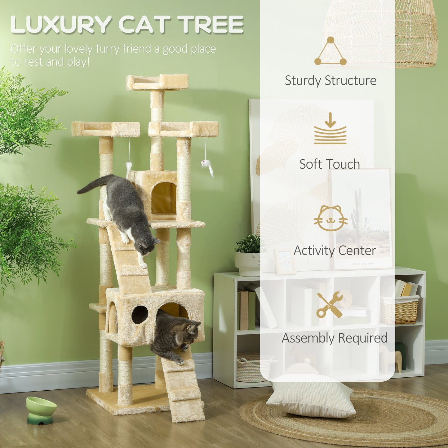 Kitty Scratching Post Activity Center Condo with Toy