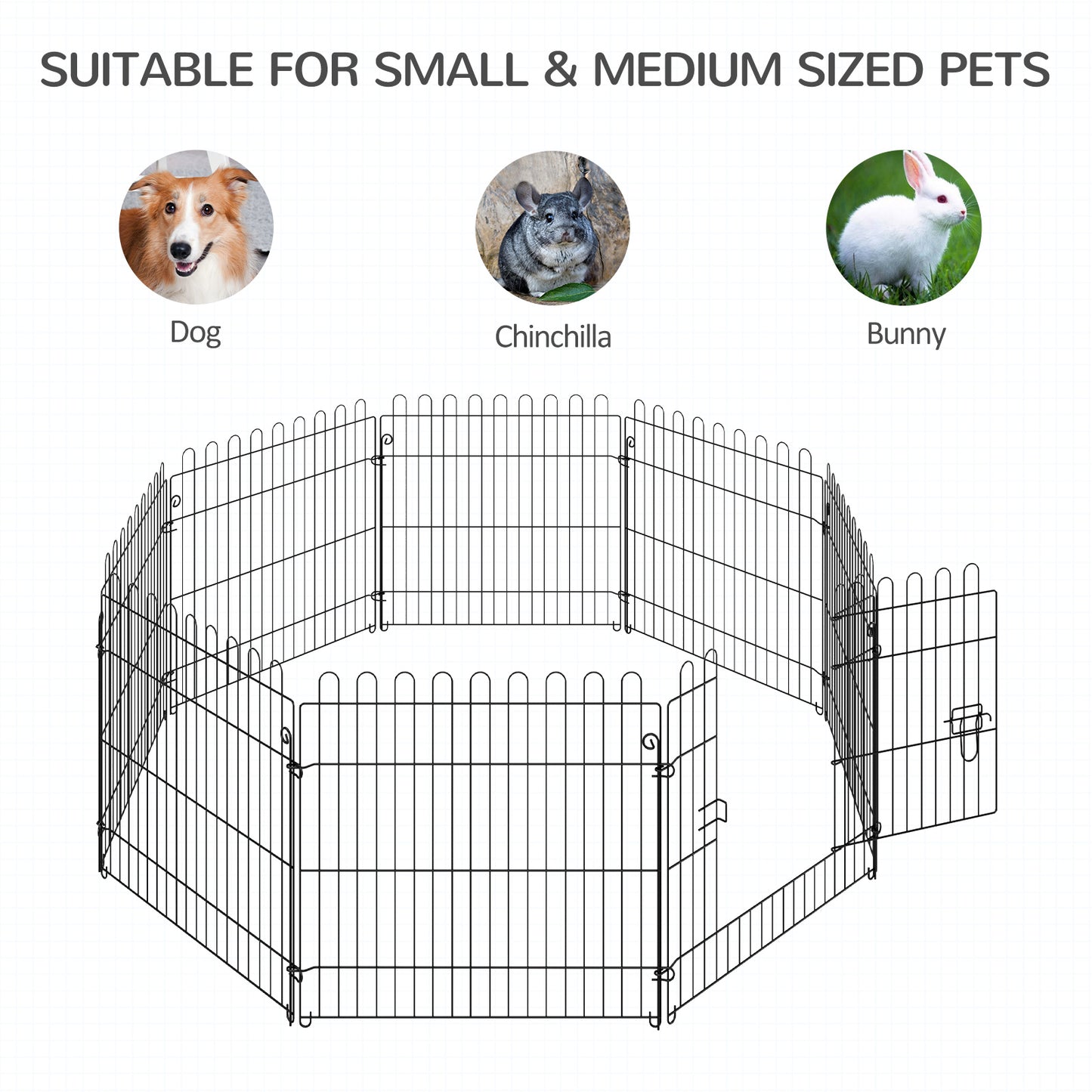Dog Playpen: 24"" 8-Panel, Octagon Shape, Foldable, Puppy Kennel Cage