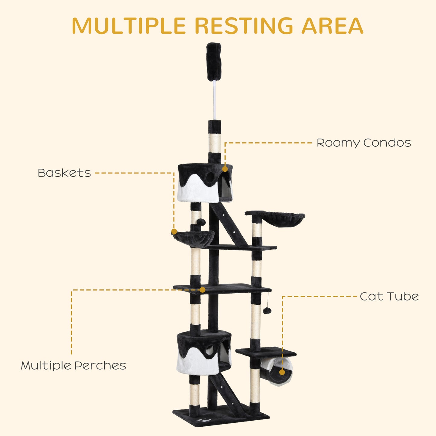 Huge Floor-to-Ceiling Multi-Level Cat Tree Activity Center