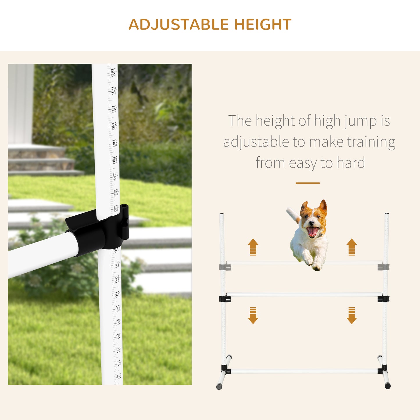 Dog Agility Training Set 4-Piece Adjustable Jump Bar Exercise Kit with Carry Bag