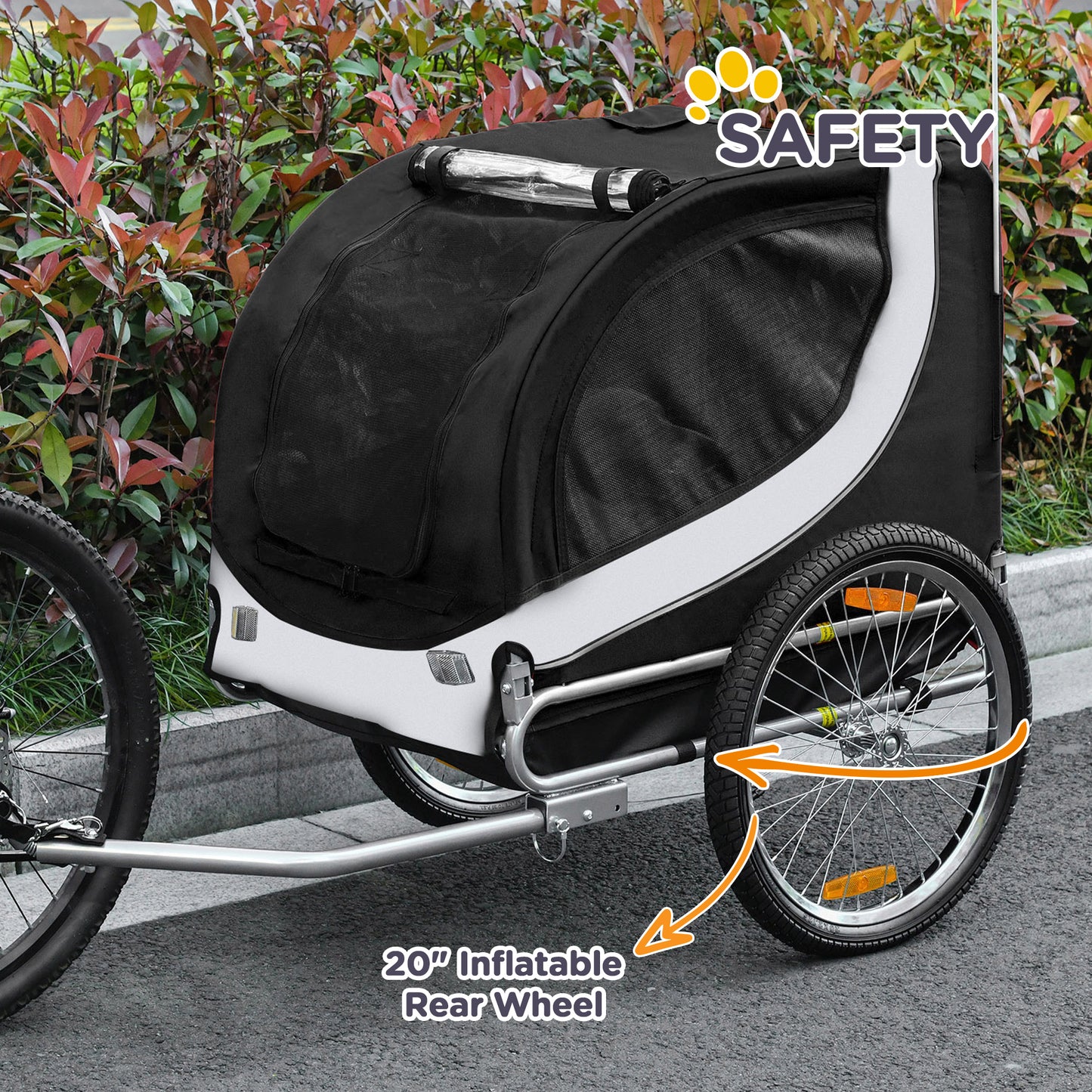 Foldable Dog Bike Trailer Pet Cart Wagon Safety Anchor Black