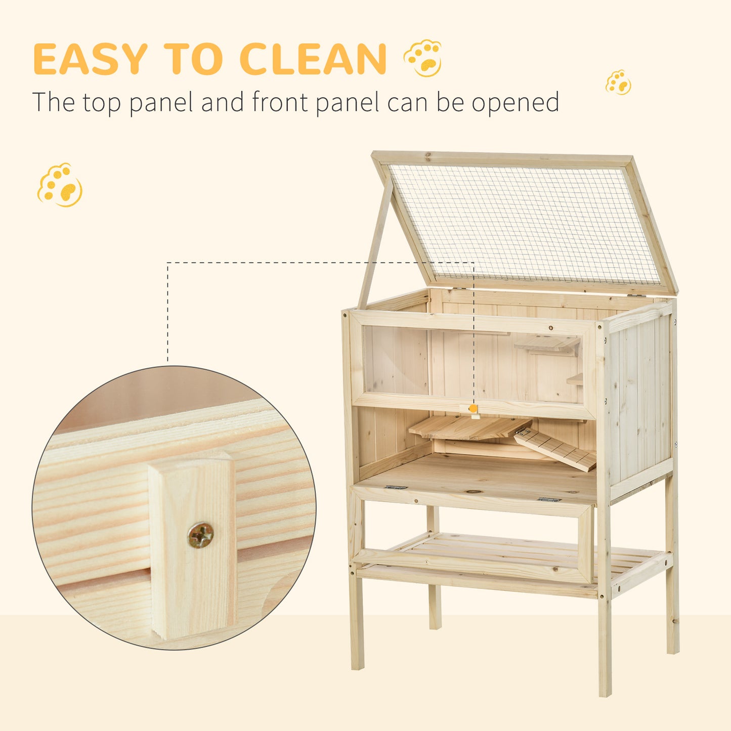 Fir Wood 3-Tier Hamster Cage Exercise Play House