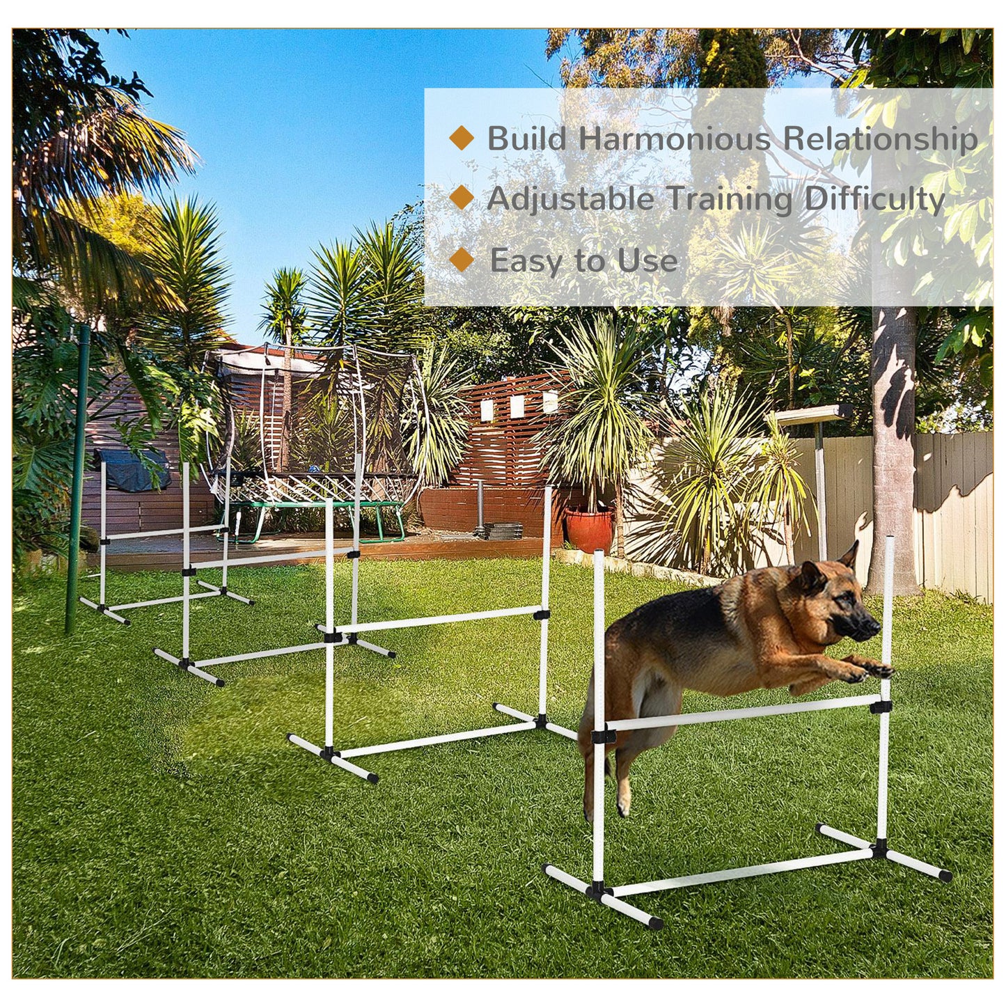 Dog Agility Training Set 4-Piece Adjustable Jump Bar Exercise Kit with Carry Bag