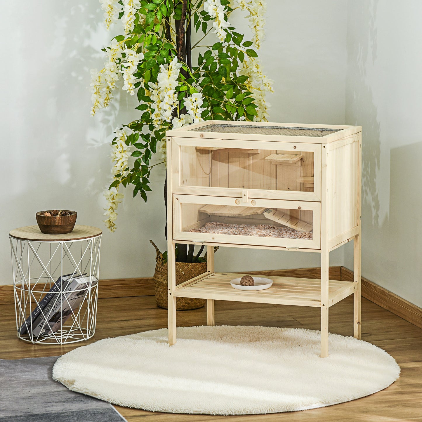 Fir Wood 3-Tier Hamster Cage Exercise Play House
