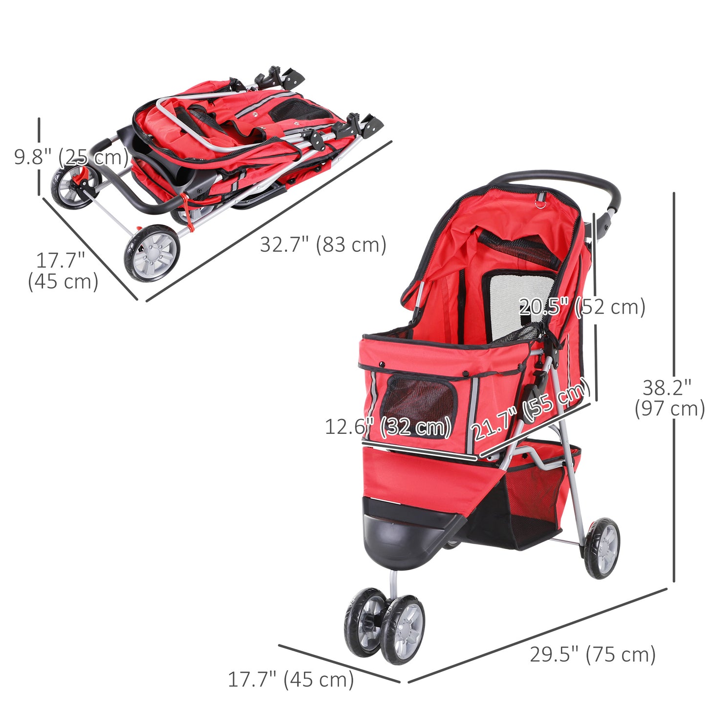 Three Wheel Deluxe Pet Stroller