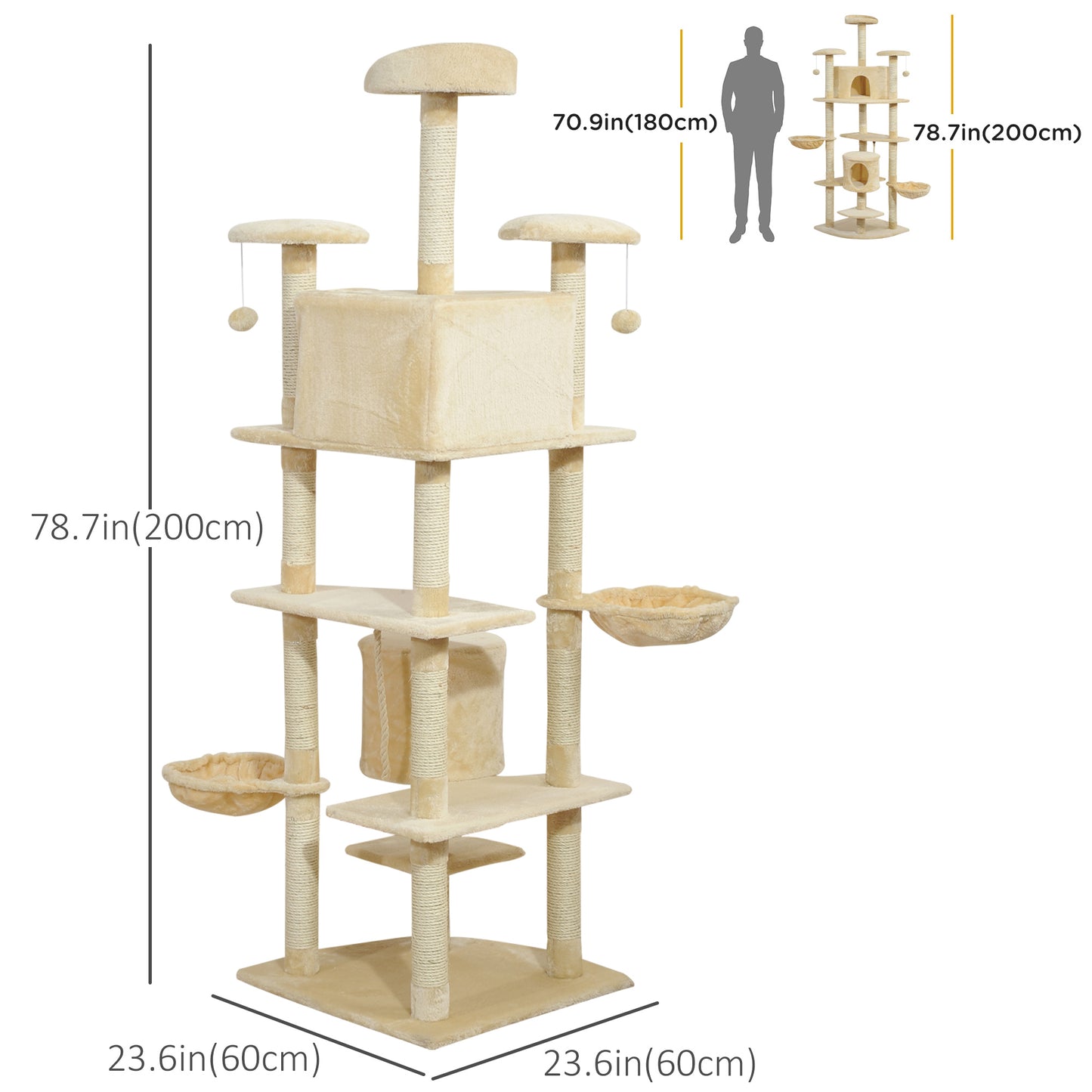 Scratching Cat Tree Condo 79"