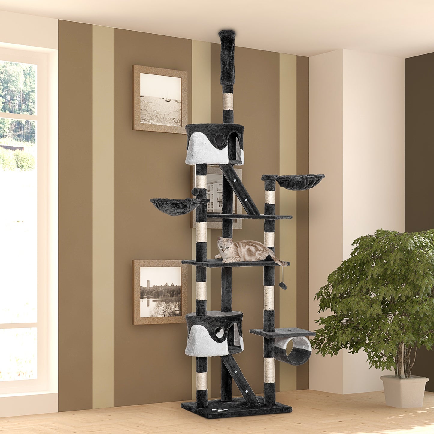 Huge Floor-to-Ceiling Multi-Level Cat Tree Activity Center