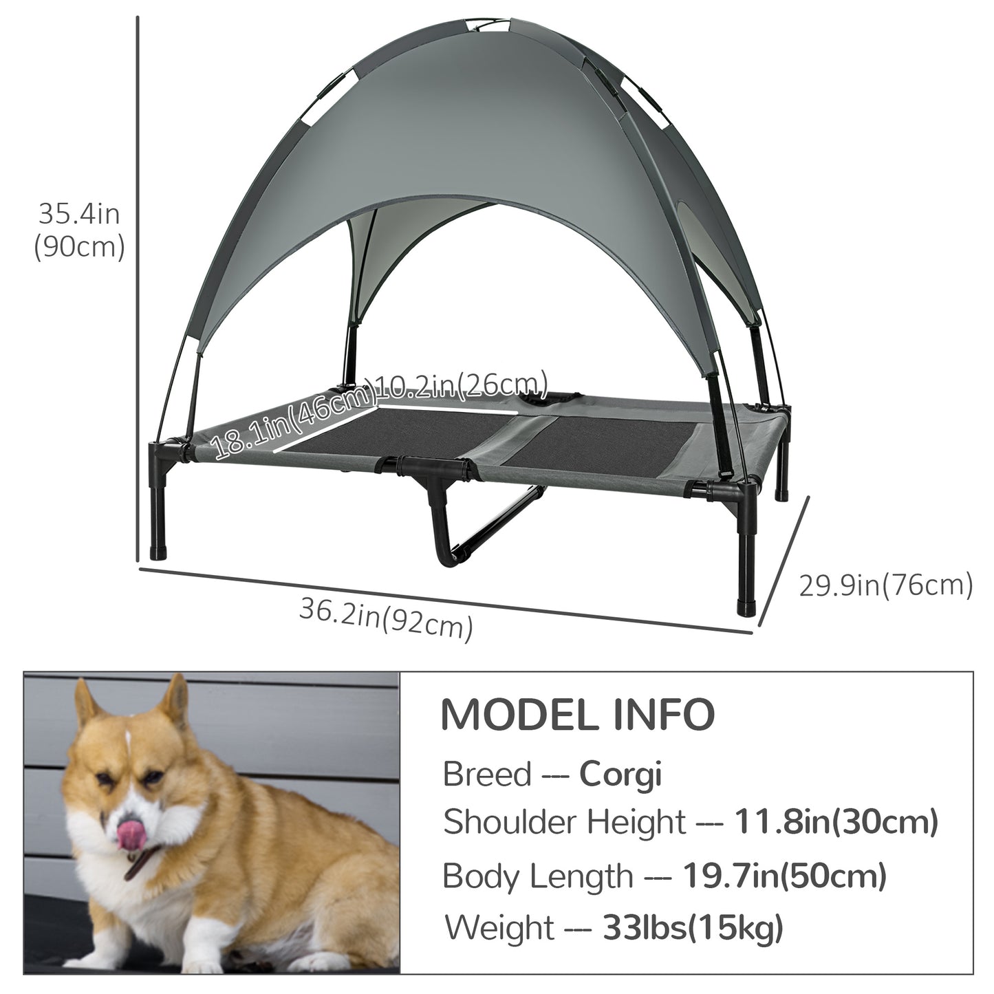 Foldable Elevated Pet Cot with Canopy