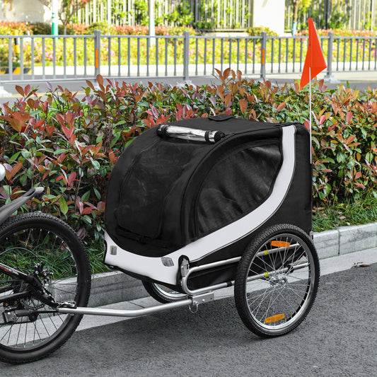 Foldable Dog Bike Trailer Pet Cart Wagon Safety Anchor Black