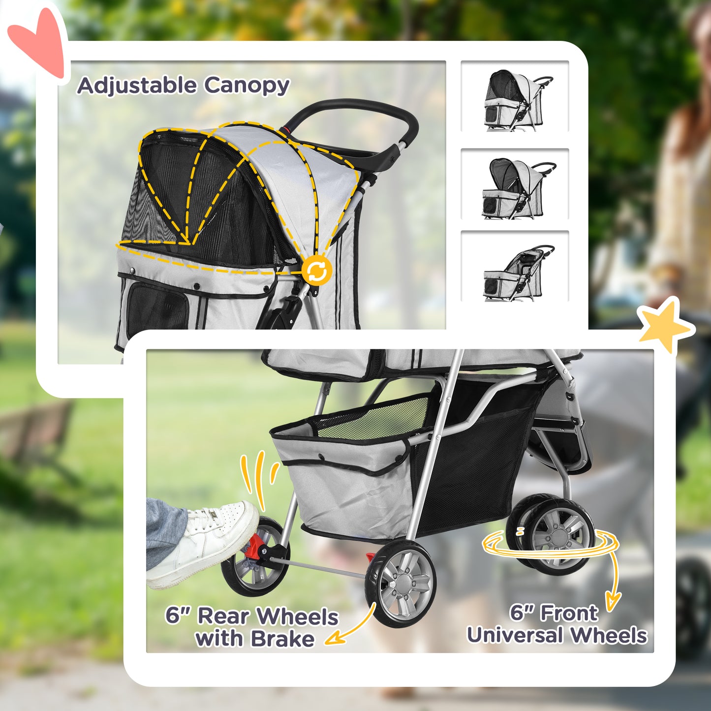 Three Wheel Deluxe Pet Stroller