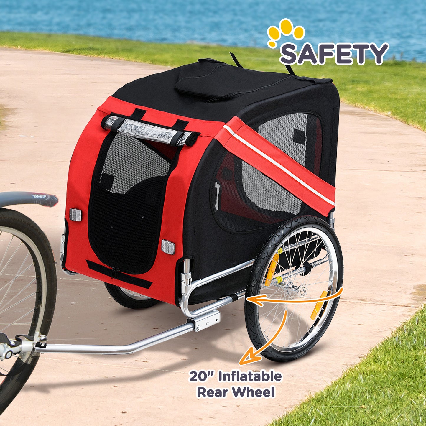 PawHut Dog Bike Trailer & Pet Cart with Large Wheels