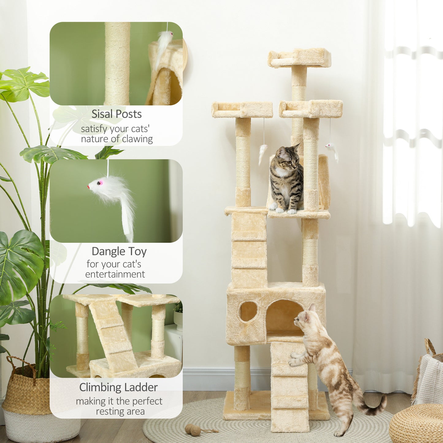 Kitty Scratching Post Activity Center Condo with Toy